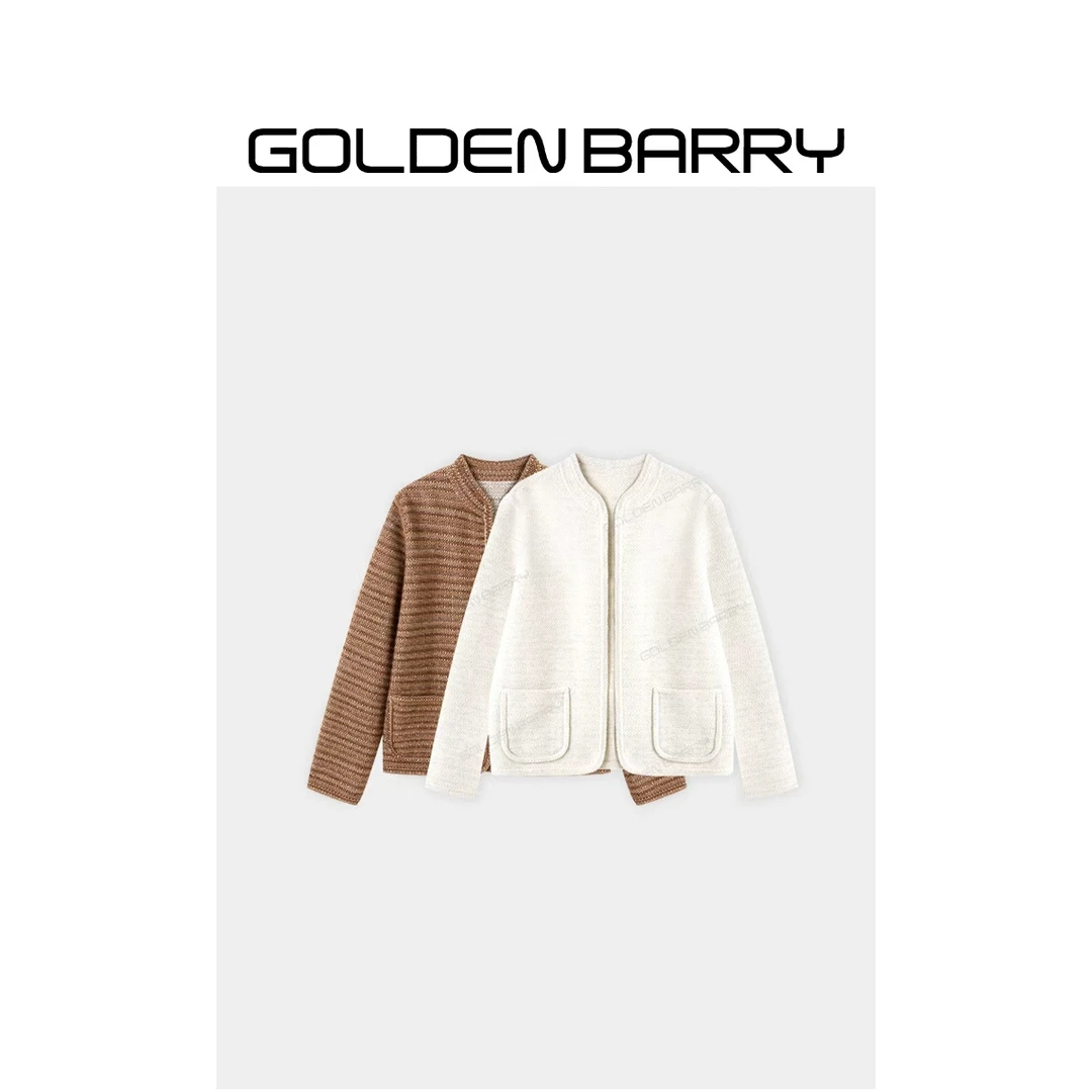 GOLDENBARRY|241256“浮云月下”气质小立领双口袋开衫