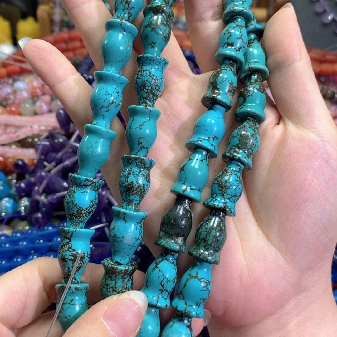 玛瑙/玉髓未镶嵌珠宝半成品松石花瓶一条卡13*20mm