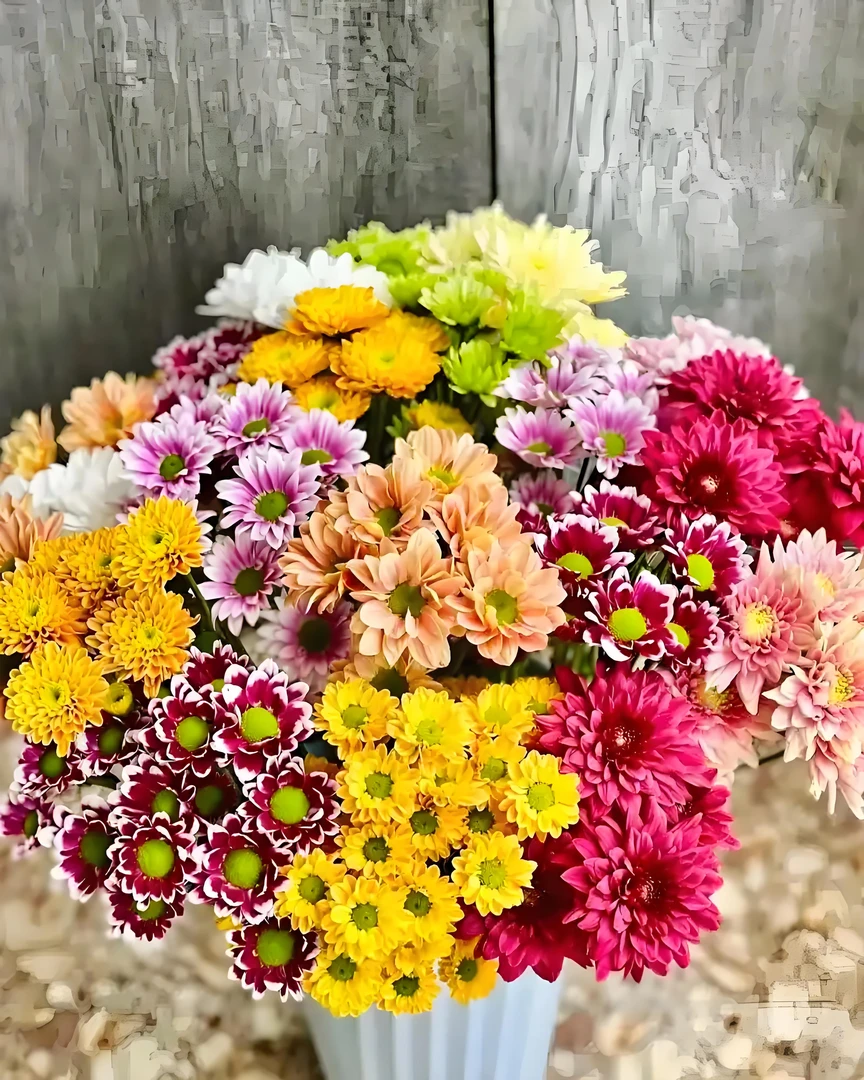 七彩混色小雏菊东北鲜花基地直发顺丰包邮安逸花