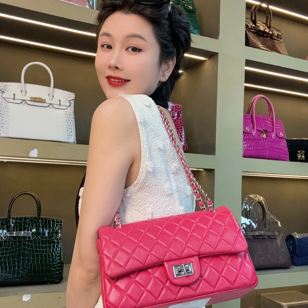 【尺寸：25*6*16】SISI原创设计高定真皮女包CF25-银扣梅红