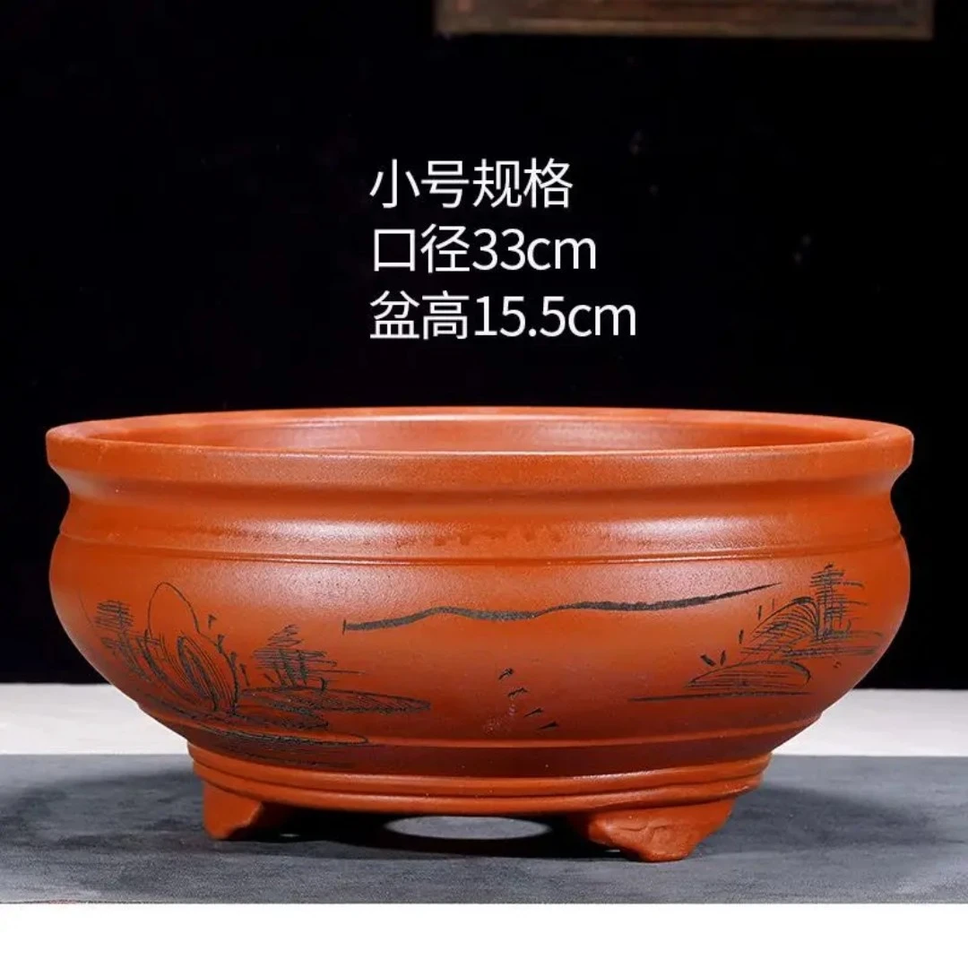 特大口径圆形紫砂花盆室内外种树栽花老桩专用盆