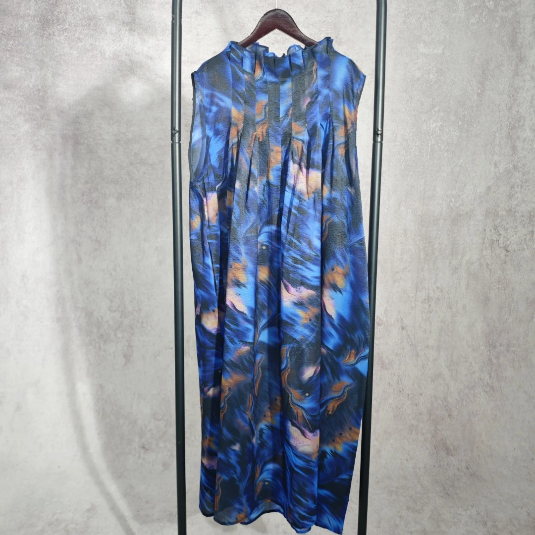 【大海轻奢】L1757-1新款水墨画百搭气质设计师款时尚连衣裙