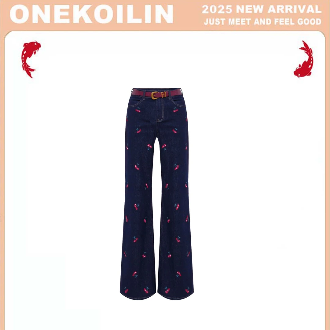 OneKoilin“杂志牛仔”万向弹重工刺绣牛仔裤 ZZNZ