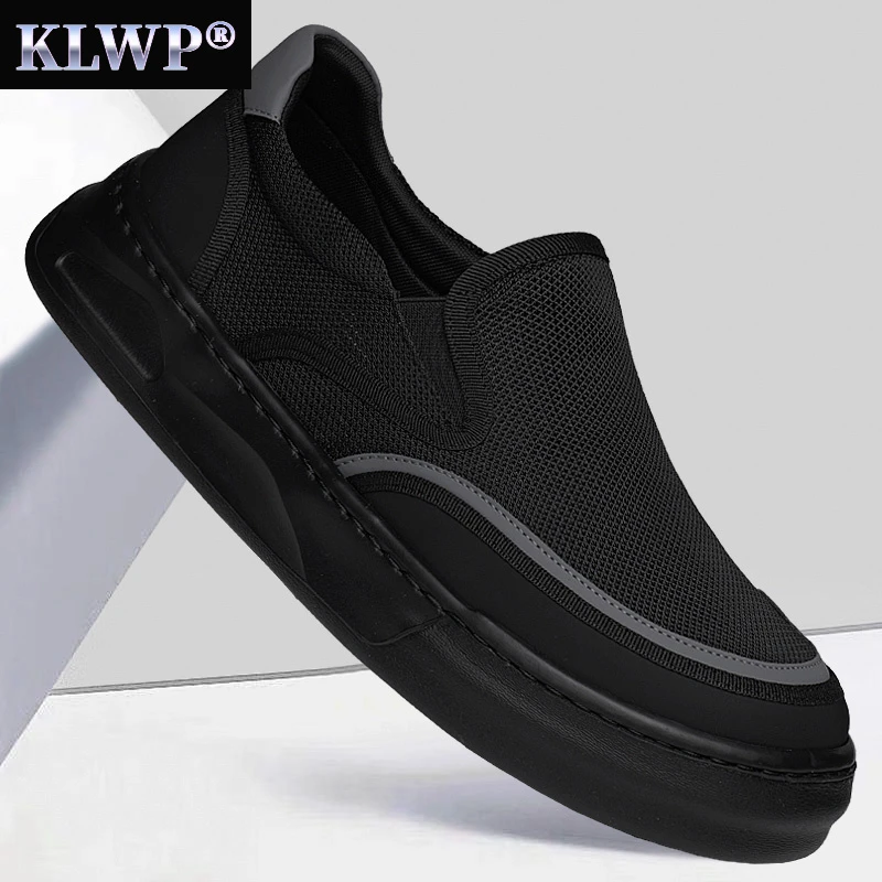 男鞋春季镂空透气防臭休闲运动板鞋子男士网面薄款软底一脚蹬布鞋