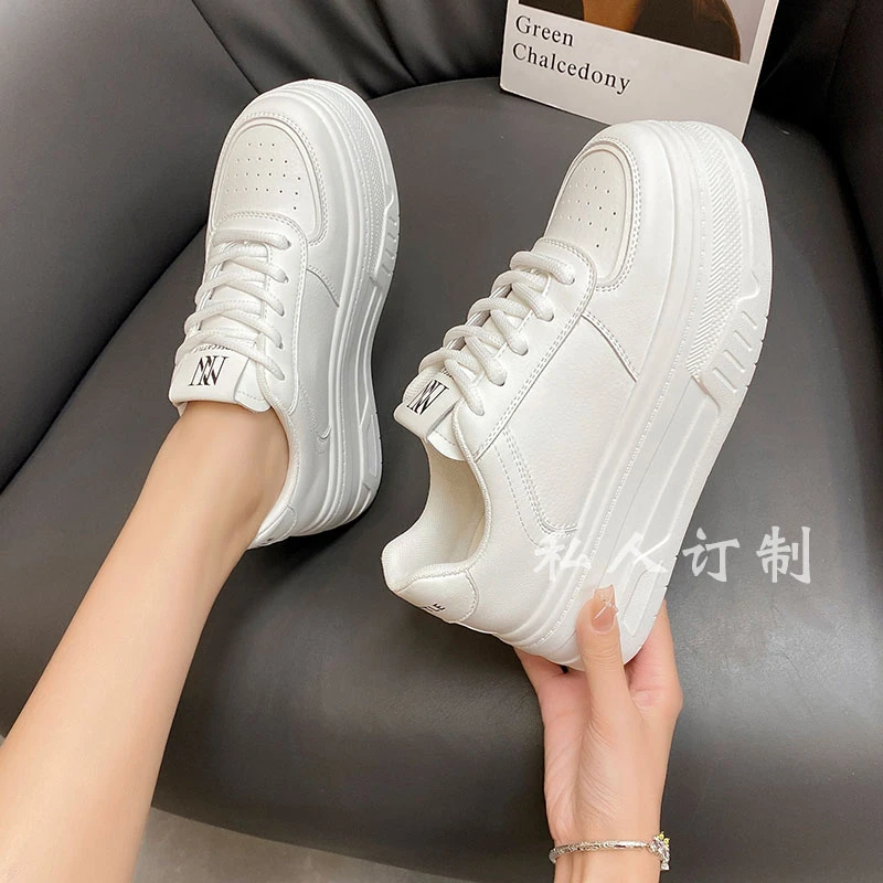 厚底增高小白鞋百搭春夏休闲运动舒适皮网面学生ins韩版真皮女鞋
