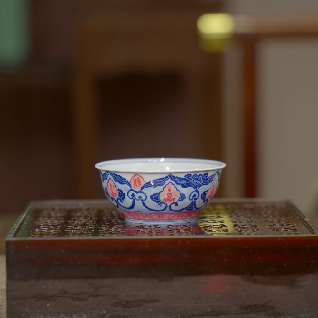 红丰窑 | 敦煌宝相卧足杯 80ML 景德镇陶瓷手工手绘复古陶杯茶具