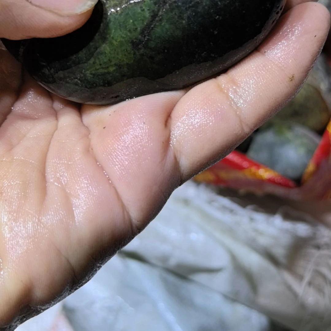 东***韵有机玻璃藏玉药王石原石手把件一个