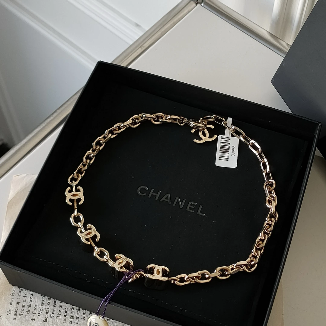 99新 Chanel/香奈儿 Azul-22K金色厚双C chocker项链39992