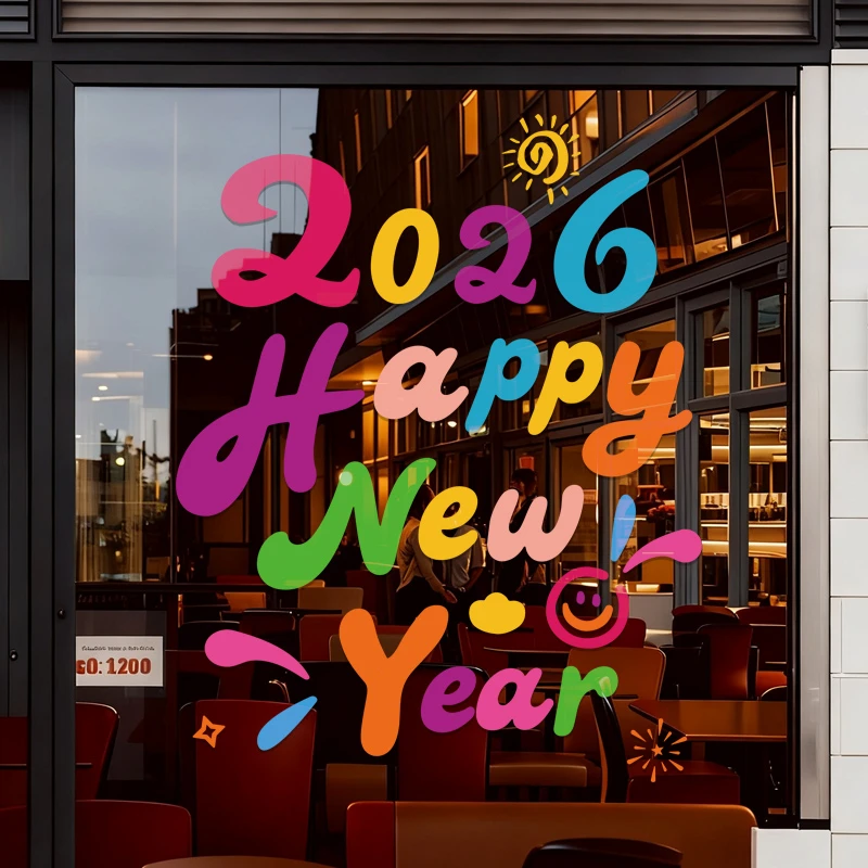 2026马年新年窗花贴玻璃贴纸场景过年文字店铺橱窗装饰静电贴布置