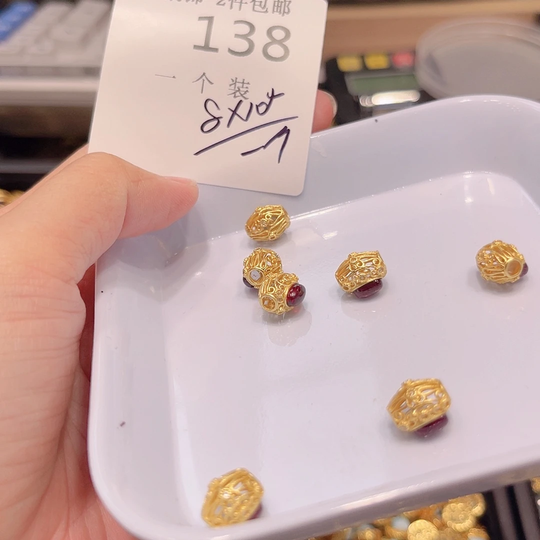 银S925镀金镶嵌水晶珠宝半成品138 。