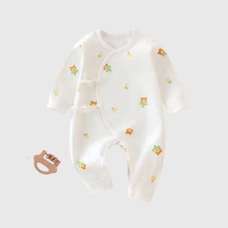 （送肚兜+胎帽）初生宝宝蝴蝶衣四季连身哈衣纯棉无骨连体爬服