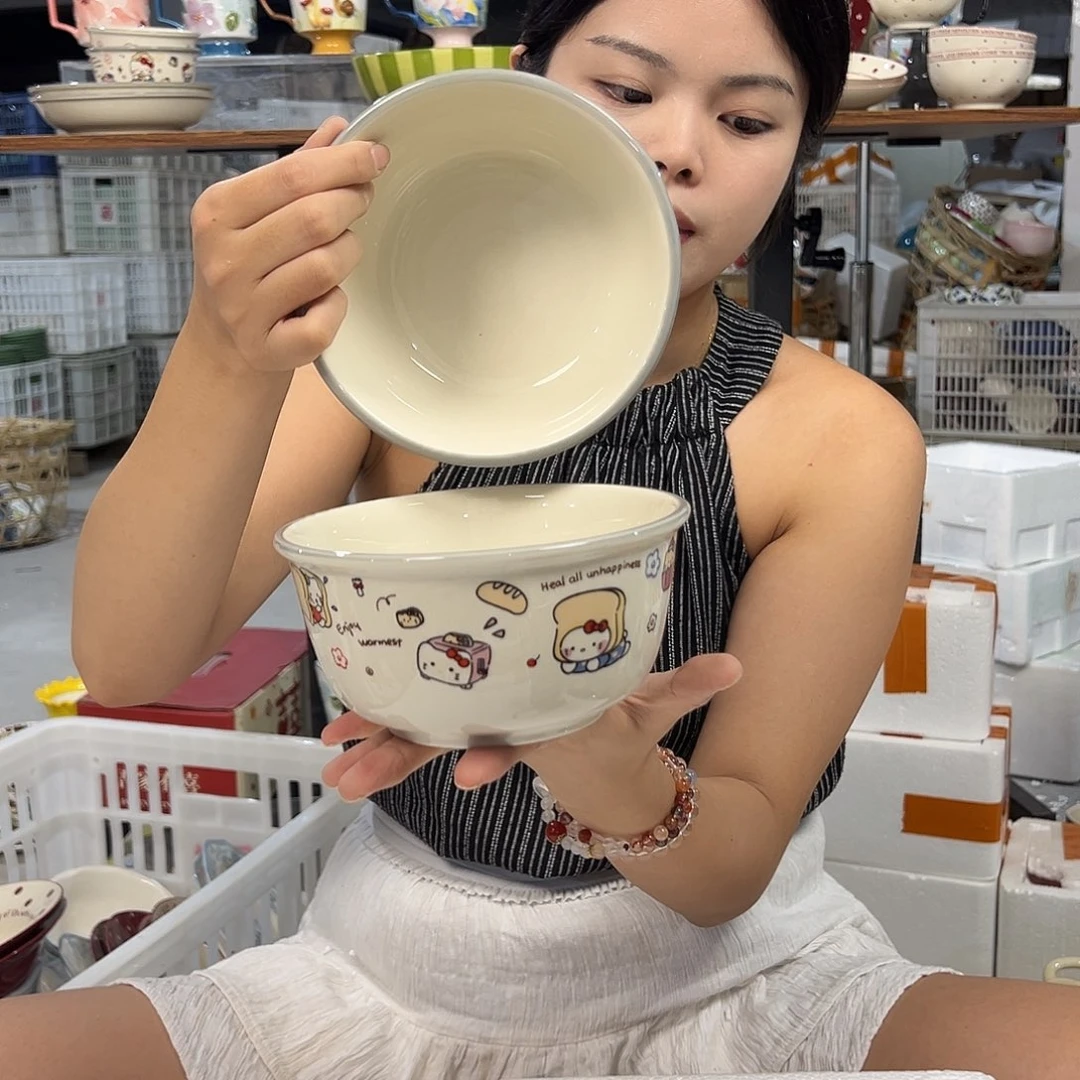 瓷微瑕陶瓷餐具釉下彩6寸碗