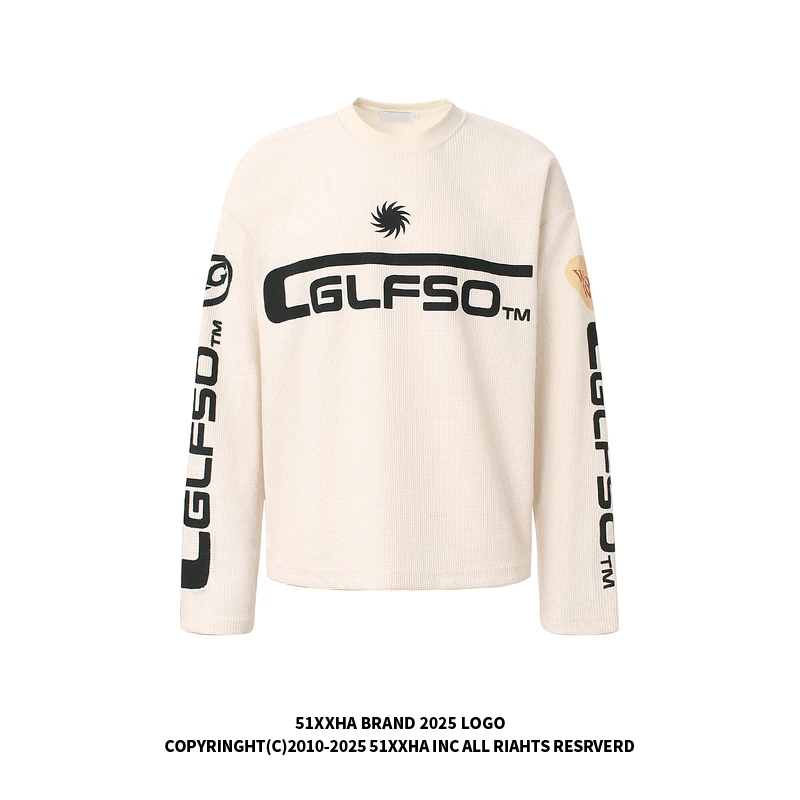 51嘻哈美式cleanfit字母印花速干T恤男潮牌复古宽松运动长袖体恤