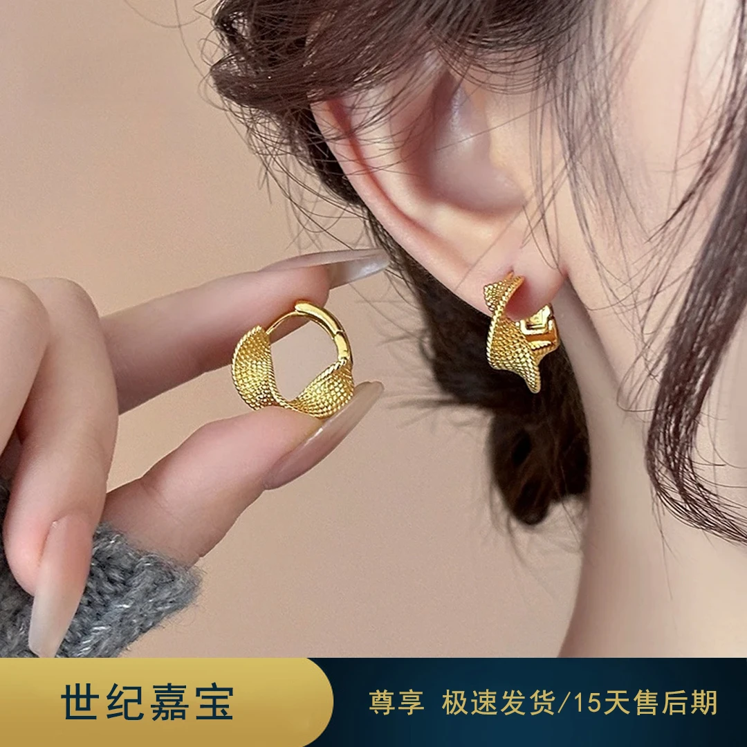 铜合金耳饰 金属高级设计感个性耳扣立体小众精致优雅气质轻奢