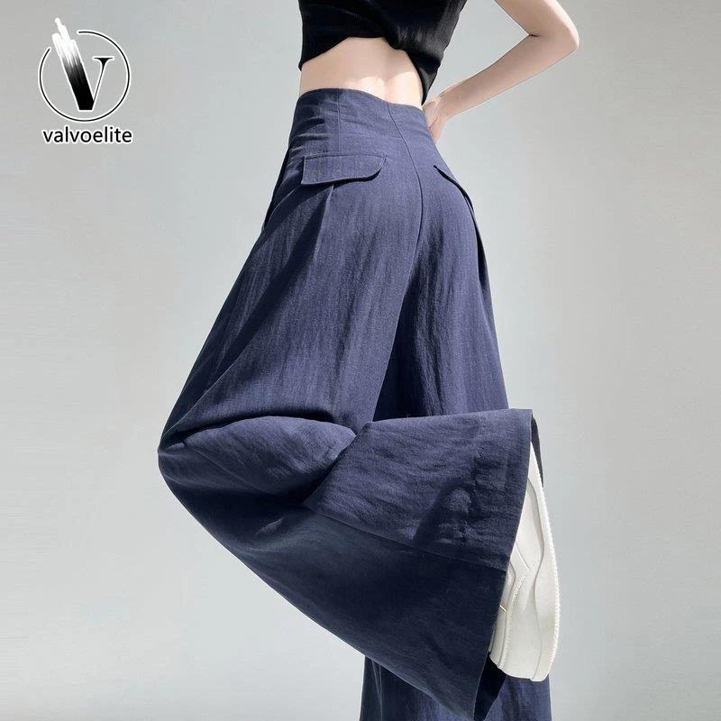 VALVOELITE休闲阔腿裤女夏季薄款高腰垂感显瘦山本裤松弛拖地裤子