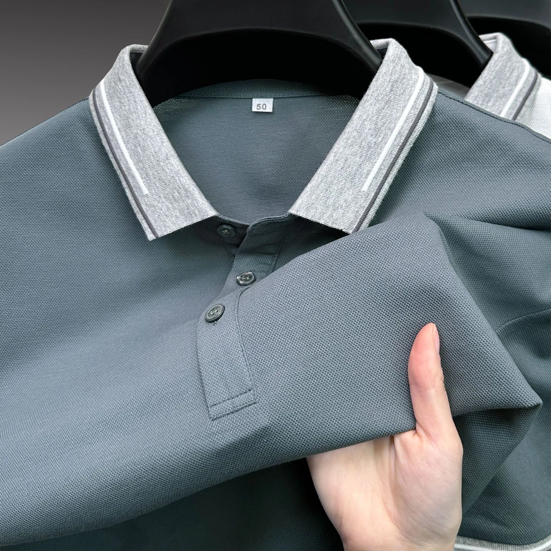 John Bunni莱赛尔丝光棉短袖T恤男士夏季基础净色百搭休闲POLO衫