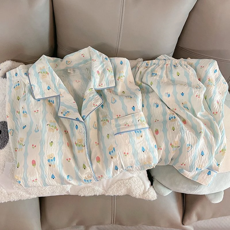 睡衣女春秋季长袖长裤云朵棉睡衣休闲宽松可外穿网红款家居服套装