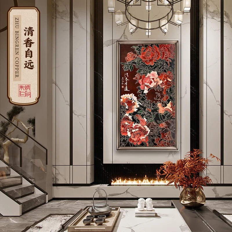 朱炳仁铜 清香自远 玄关走廊画 铜壁画 客厅装饰画 办公室挂画