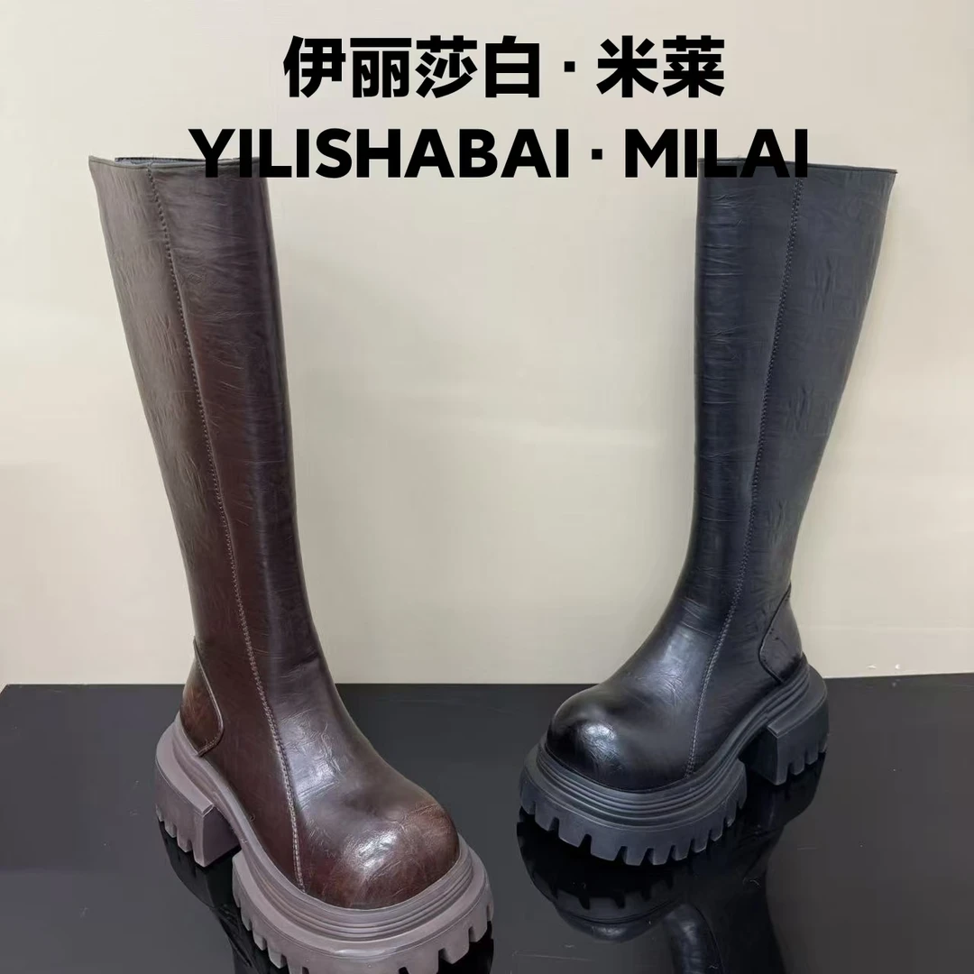伊丽莎白·米莱   冬季爆款时尚增高厚底百搭加棉骑士靴女019