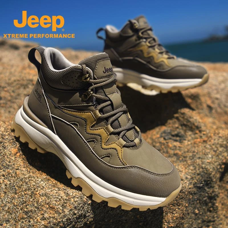 Jeep吉普户外工装鞋男秋冬新款防滑徒步登山鞋轻便透气高帮靴子潮