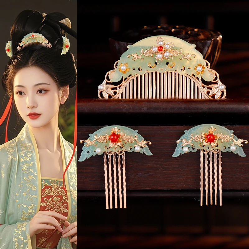 古风复古插梳发冠醋酸汉服头饰唐风写真拍摄明制宋制配饰点缀发钗