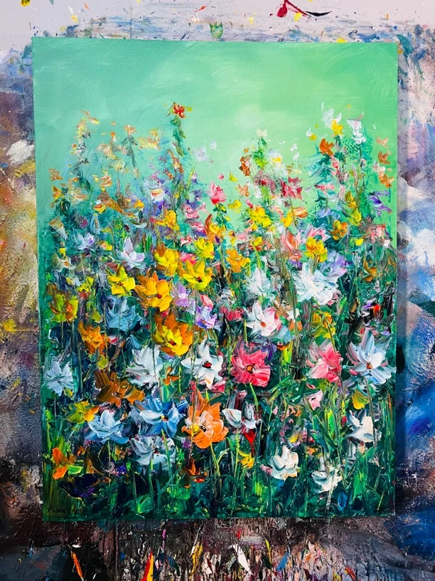 繁花盛开挂画玄关画现代装饰画尺寸90.120