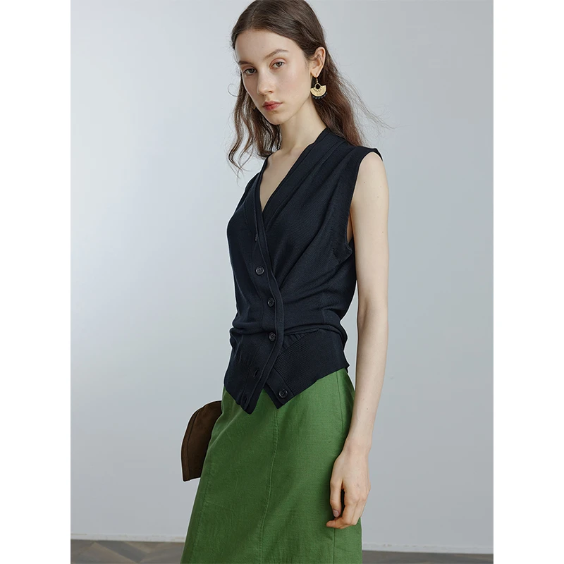 MixSelection｜闲昼 莱赛尔v领针织上衣2024新款无袖外搭MSCIB0641