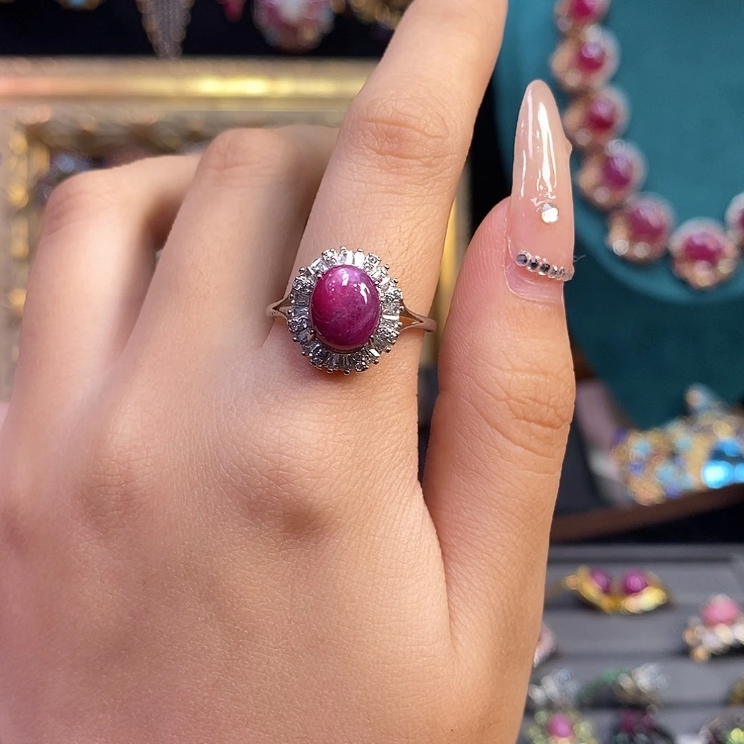 红宝石银S925镶嵌戒指