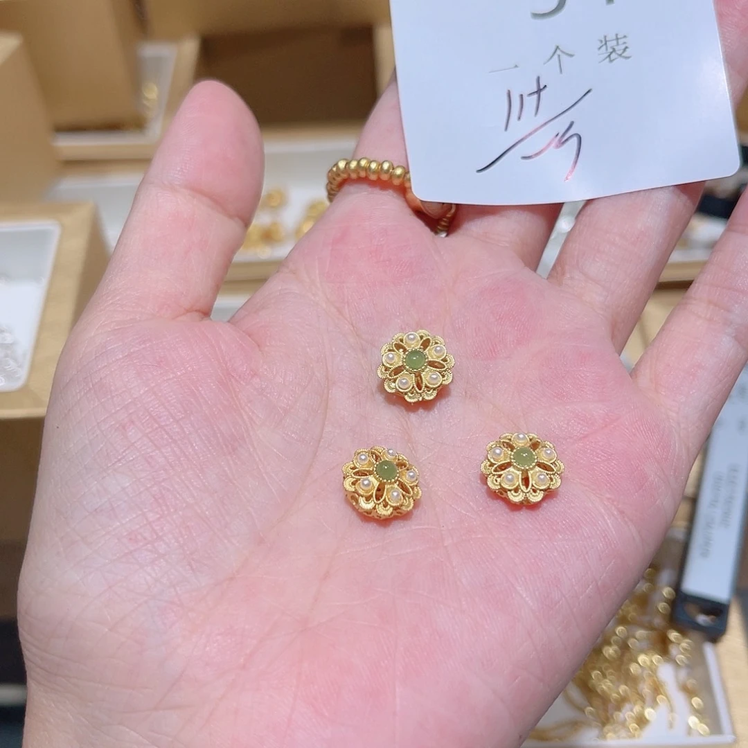 水晶珠宝半成品银S925镀金镶嵌54 。