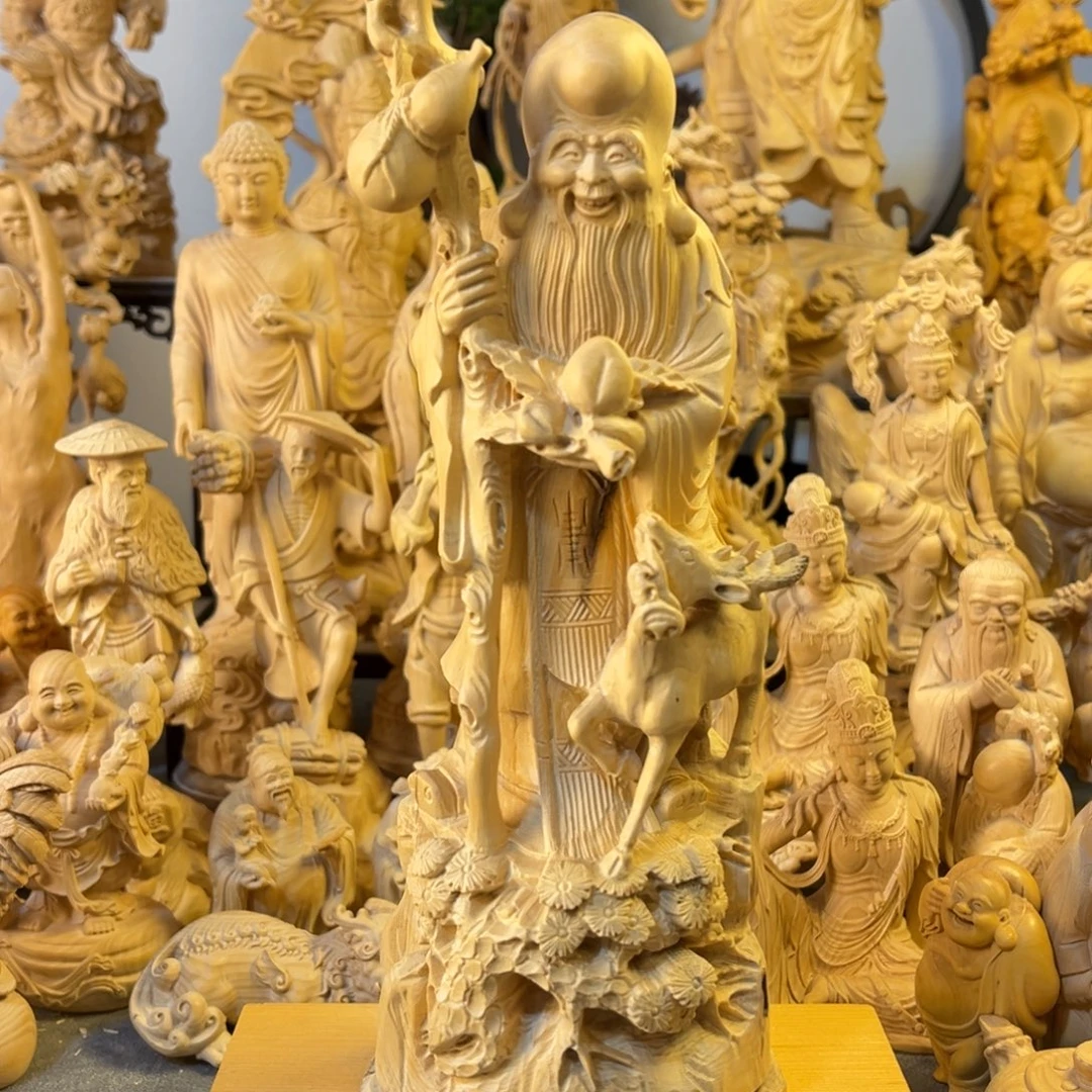 烟***木小叶黄杨木23高寿星摆件有瑕