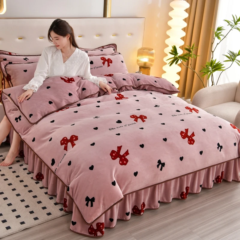 2025新款牛奶绒单被套冬季双面加厚保暖法兰珊瑚绒被套床裙抗静电