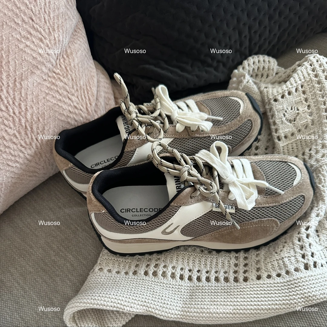 【soso】25ss｜豆乳奶茶｜双鞋带复古厚底百搭慢跑阿甘鞋