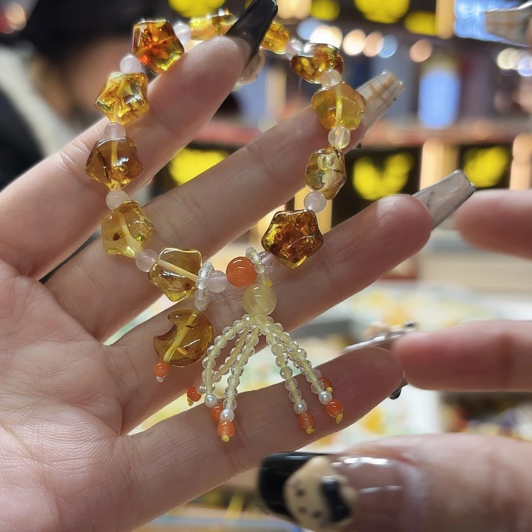 烟晶手链未镶嵌琥珀