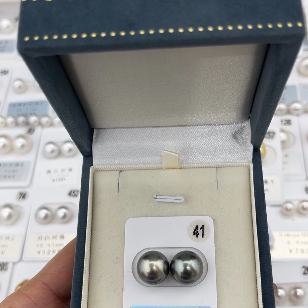 定制海水珍珠未镶嵌裸珠大溪地炫绿12-13