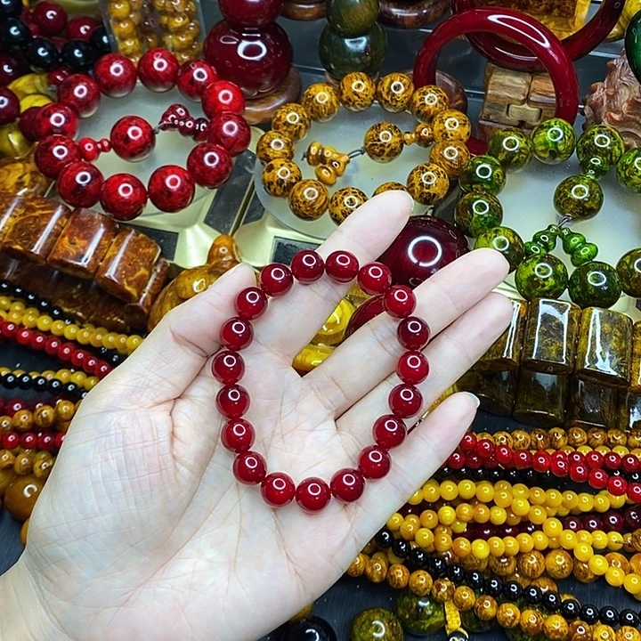 松木琥珀木文玩手串