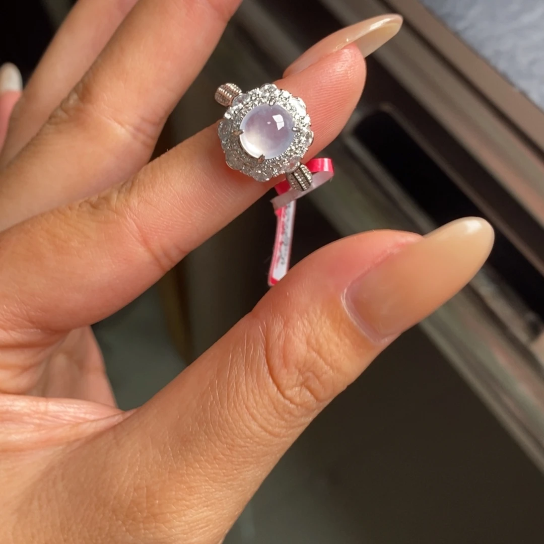 翡翠银S925镶嵌戒指天然翡翠