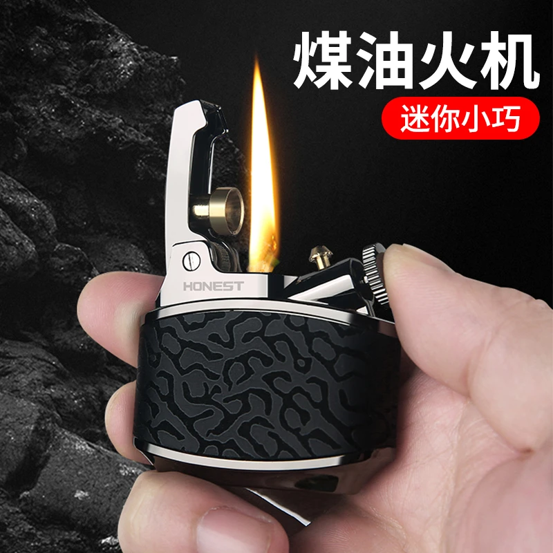 德国WEITELANG网红新款百诚金鲟煤油打火机个性砂轮创意覆古贴皮