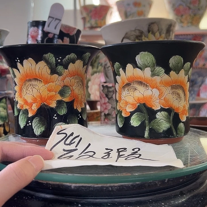 景德镇幸运花盆手绘韩式花盆