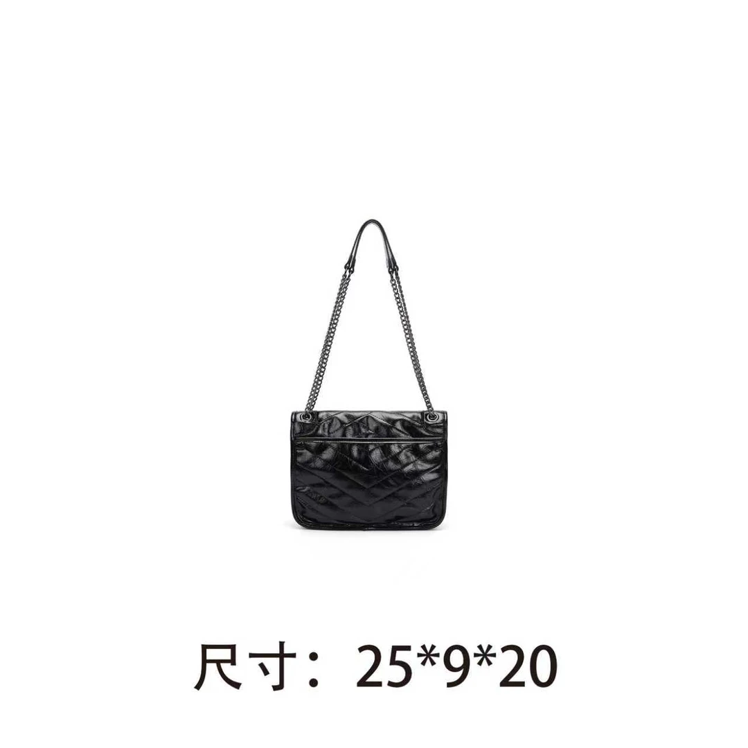 【Y119】油蜡皮单肩链条包-新款斜挎包百搭女包2510（尺寸25*9*20）