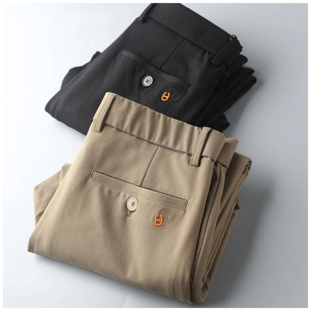 秋季休闲裤保暖宽松直筒无弹长裤子男装轻奢柔软舒适时尚休闲裤