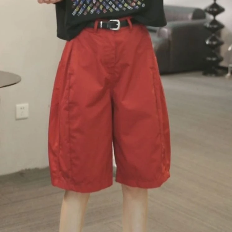 复古港风巨显瘦工装裤女2025夏季新款休闲五分裤花苞裤百搭女裤子