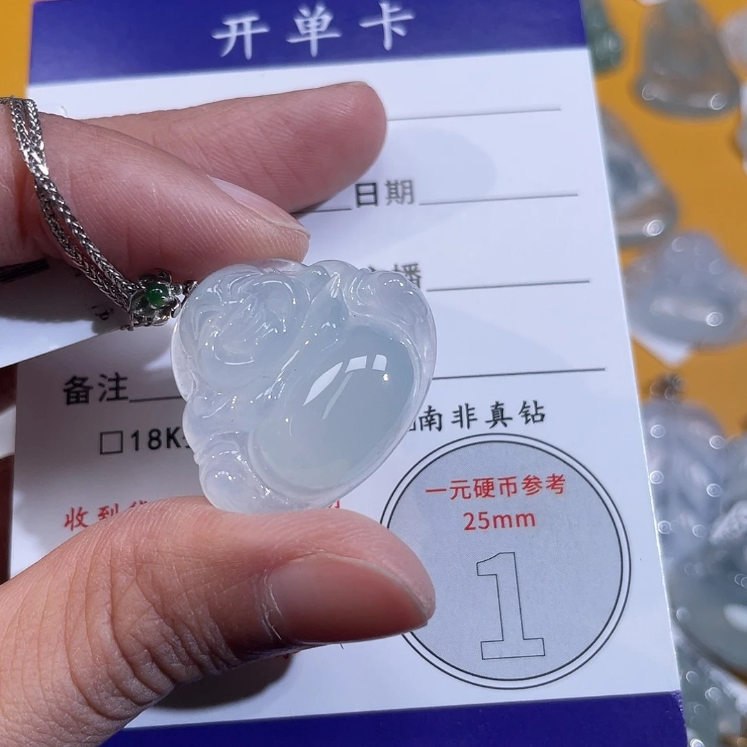 翡翠18K金镶嵌挂件佛公