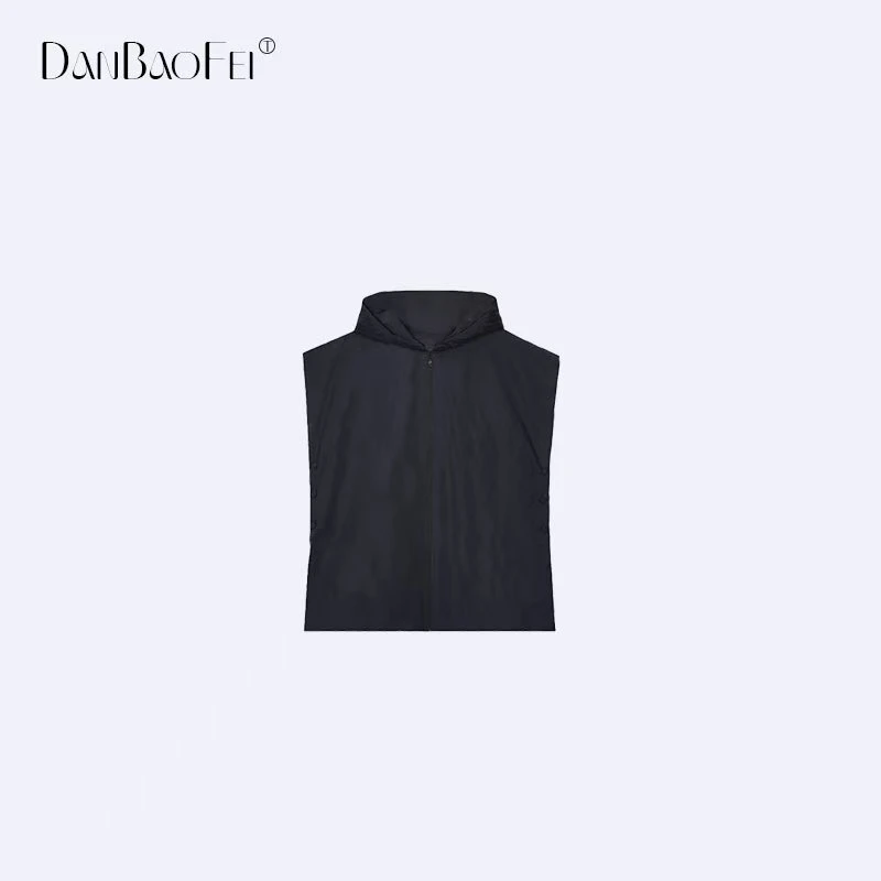 【YOYI】驻彩真丝白鸭绒兜帽拉链马甲女 YLM00365