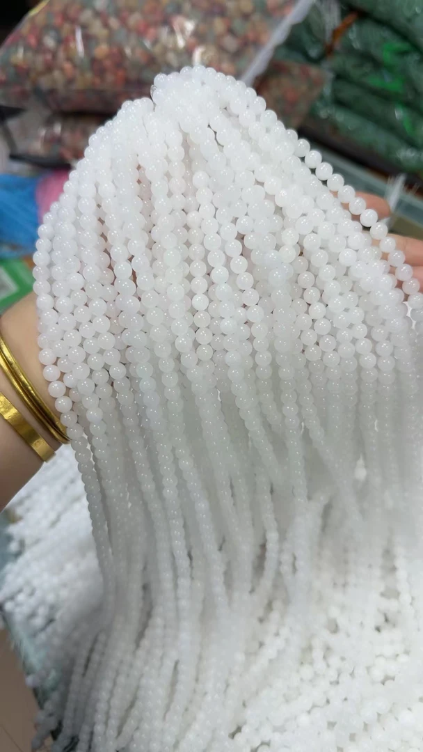 和田白玉散珠链168卡4珠串38CM/条