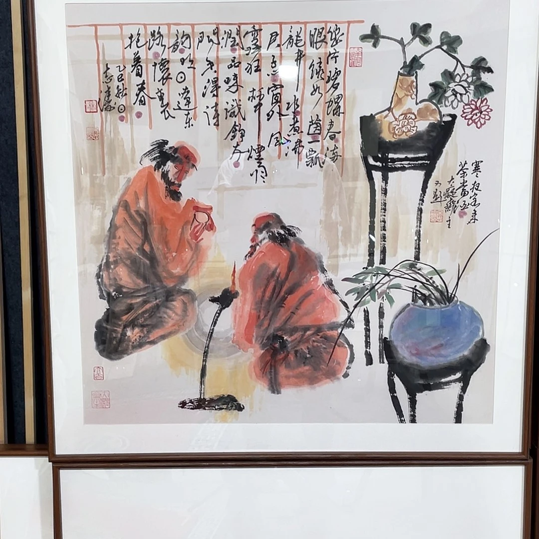 国画手绘画作品带框80/80