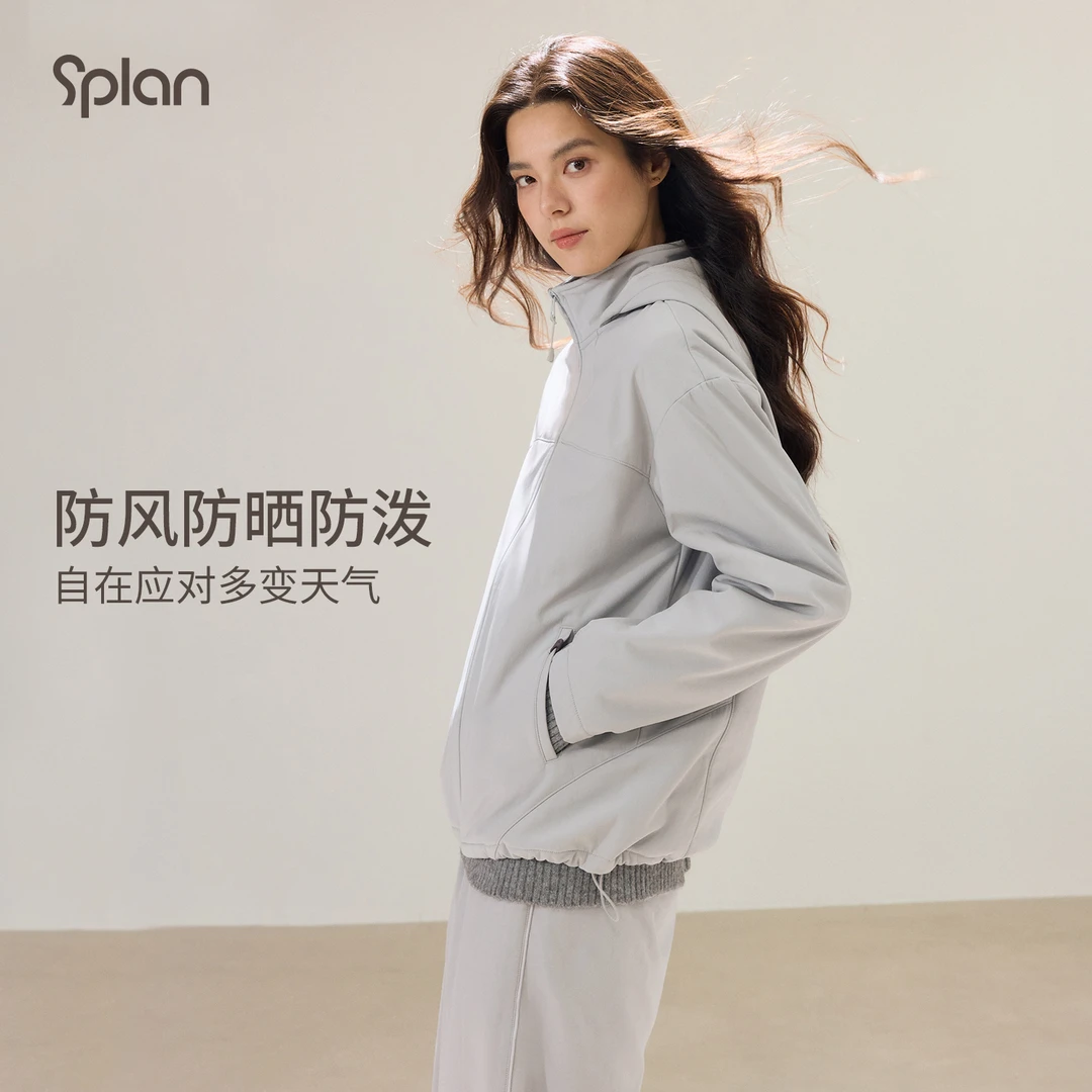 SPLAN 加绒保暖防风防泼连帽休闲上装外套25810