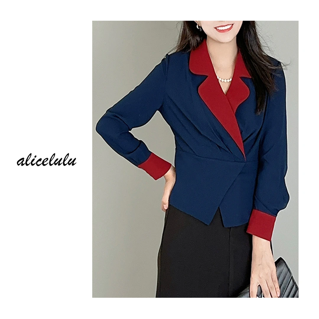 5 alicelulu“复古画报”衬衫 优雅拼接 时髦显瘦 S2139823J