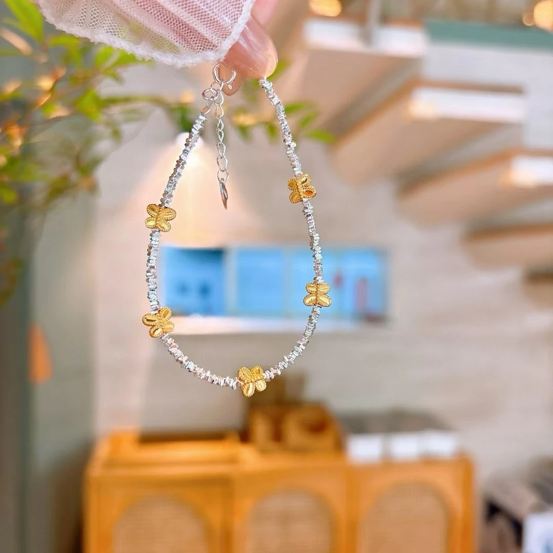 925银手链 S925银碎银轻奢手工蝴蝶手链简约精致闺蜜百搭小众