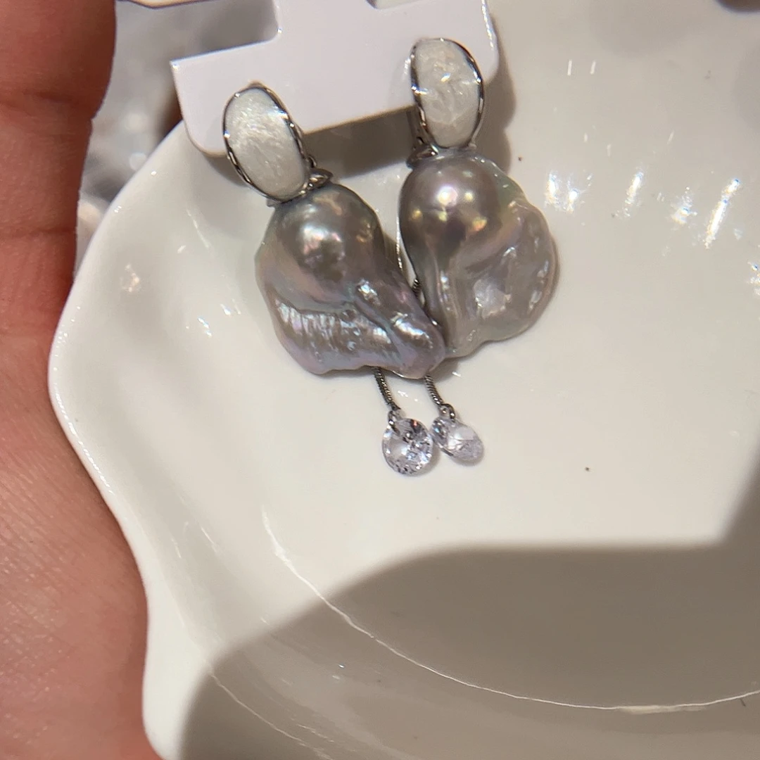 合金淡水珍珠耳饰