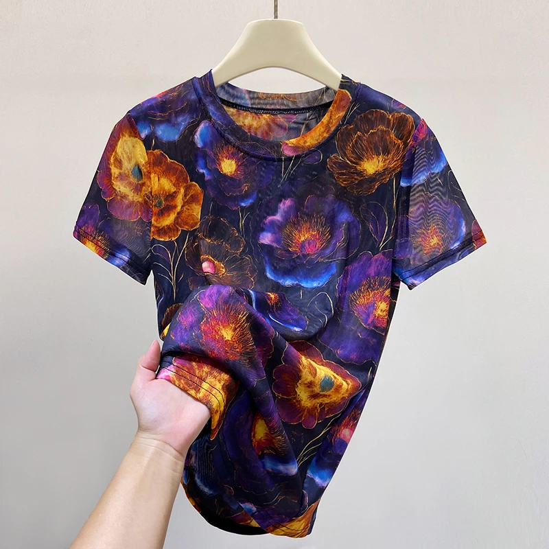 8224#高贵上档次小衫2025新款潮流气质时尚显瘦网纱打底衫上衣